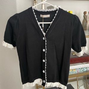 NWT Belle Poque Women's Short Sleeve Cardigan V Neck Size S